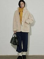 Lofi choose High Waist Casual Loose Straight Leg Women Navy Wide Leg Pants