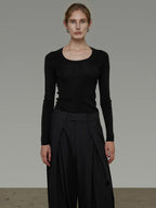 unspoken Skin Friendly Breathable Pure Wool Slim Fit Minimalist Office Women Knit Blouses
