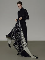 unspoken Soft Acrylic Fringed Rectangular Warm Women Black Gray Scarves