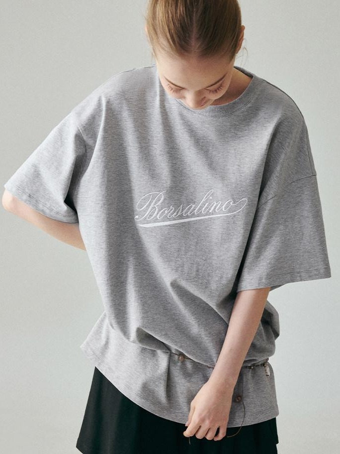 fano 100 Percent Cotton Loose Fit Korean Commuter Gray Crewneck Long Sleeve T-Shirts