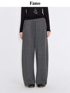 fano Soft Stretch Knit Natural Waist Straight Leg Casual Women Dark Gray Sweatpants