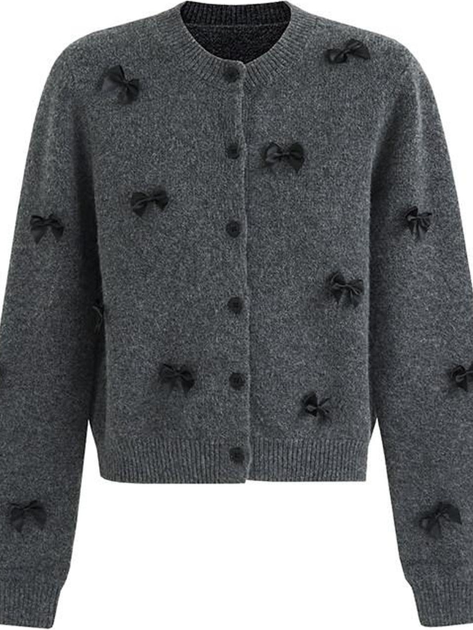 fano Minimal Commuter Cropped Crewneck Long Sleeve Women Polyester Cardigans