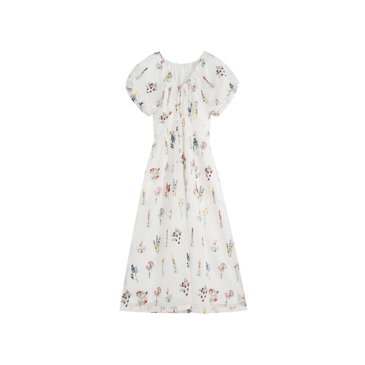fano_Lyocell_Embroidered_High_Waist_Puff_Sleeve_Aline_Square_Neck_Party_Maxi_Dresses_MISSTT