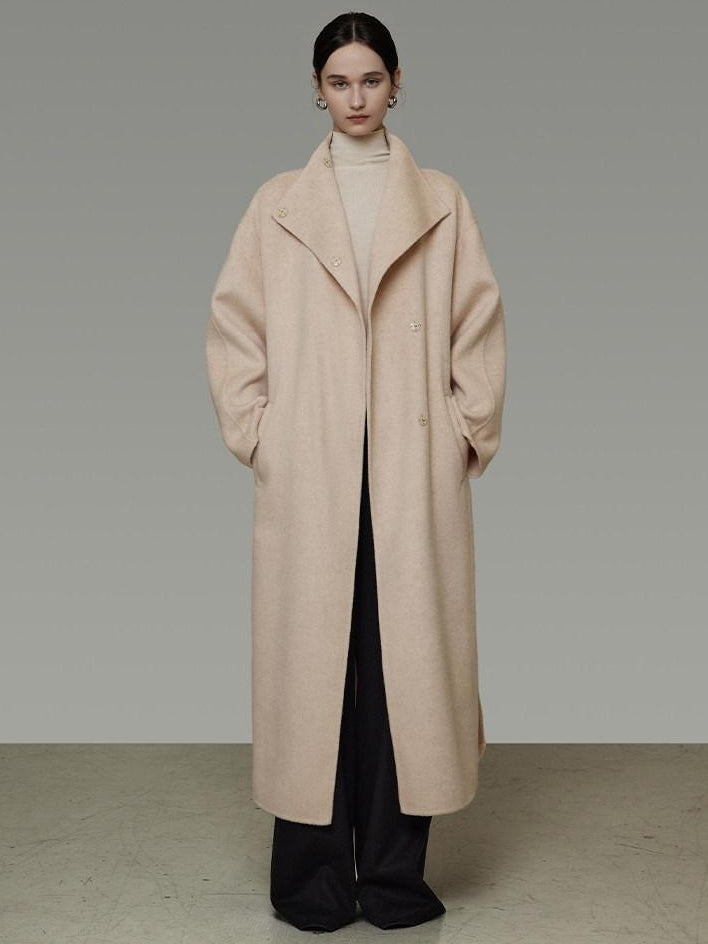 unspoken 100 Percent Wool Longline Thick Structured Relaxed Minimalist Blush Wool Coats