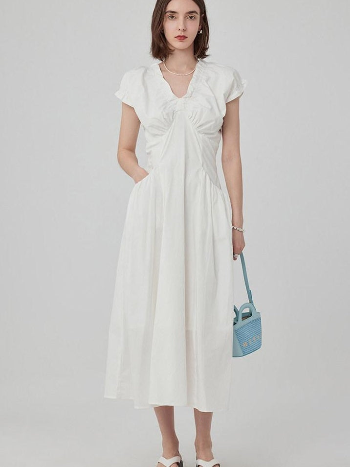 fano Flattering Natural Waist Korean A Line Casual Women Round Neck Maxi Dresses