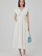 fano Flattering Natural Waist Korean A Line Casual Women Round Neck Maxi Dresses