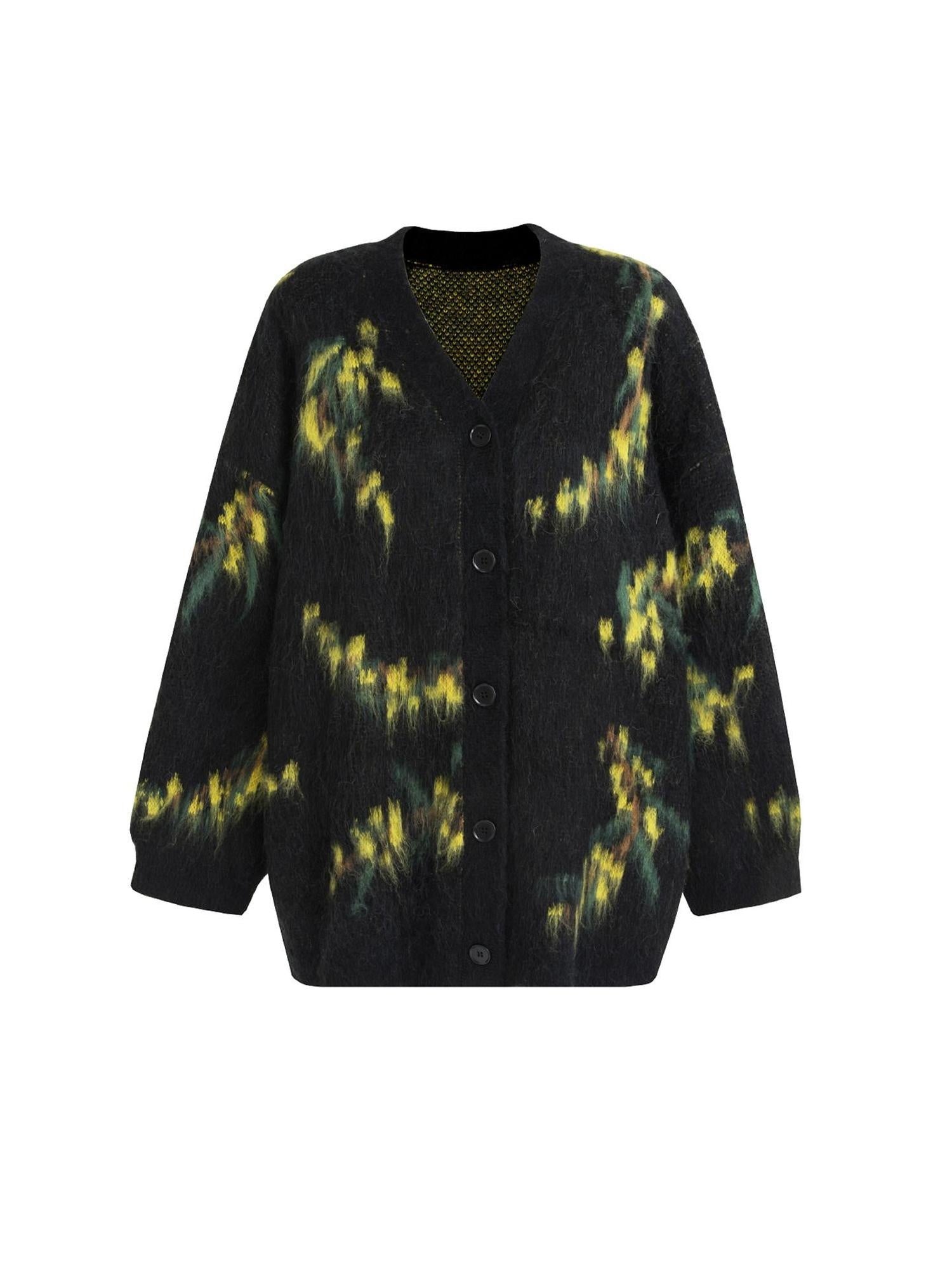 unspoken Warm V-neck Button Closure Loose Fit Commuter Knit For Women Cardigans