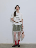 Lofi choose High Waist Floral A Line Relaxed Fit Workwear Women Coffee Green Mini Skirts