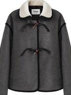 fano Wool Blend Toggle Pocket Straight Minimal Workwear Women Heather Gray Short Coat