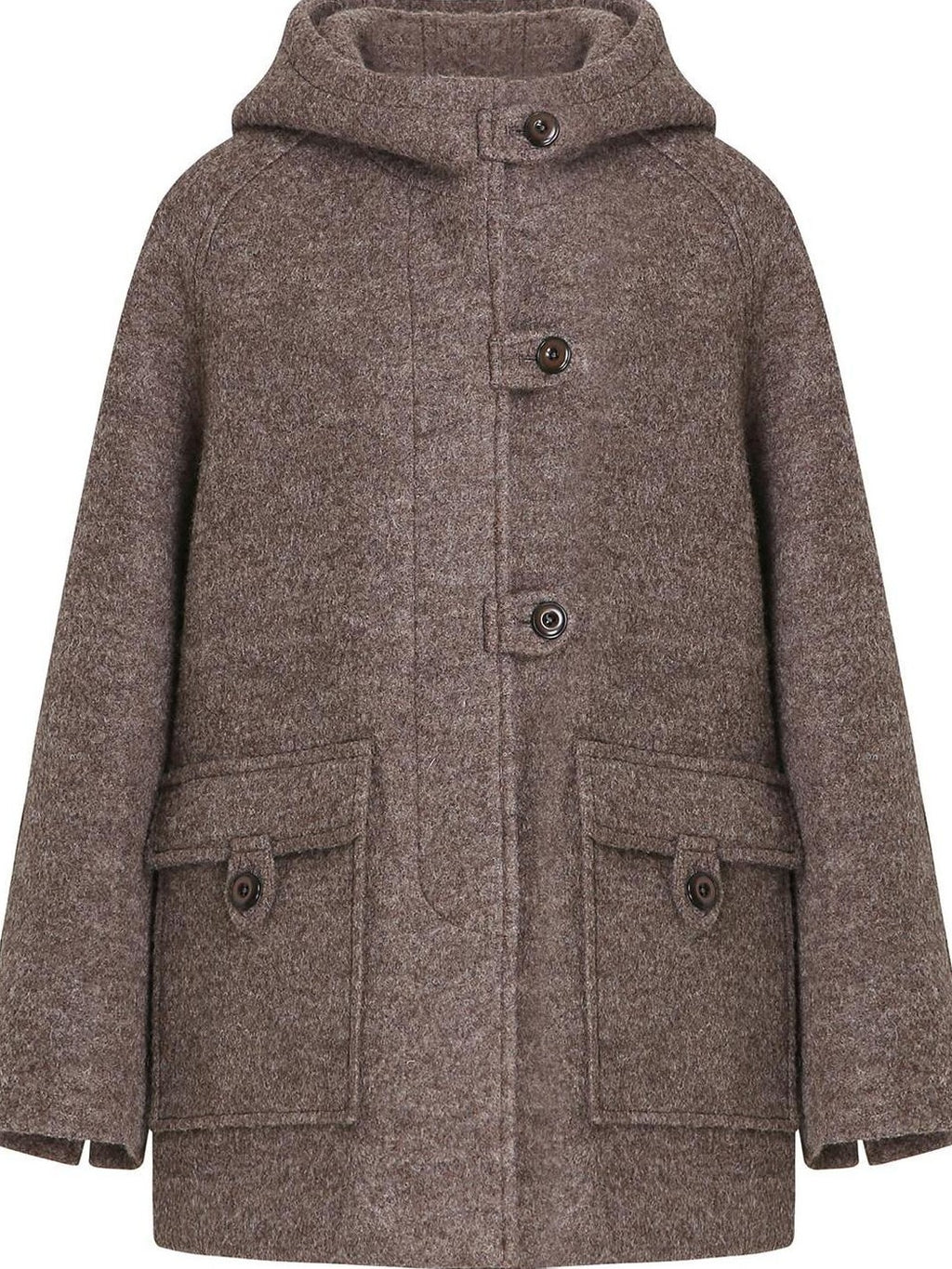 fano 75 Wool 25 Polyester Hooded Loose Fit Korean Commuter Brown Wool Coats