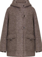 fano 75 Wool 25 Polyester Hooded Loose Fit Korean Commuter Brown Wool Coats