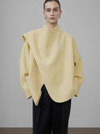 unspoken Minimal Commuter Short Straight Fit Women Cream Yellow S M Wool Coats