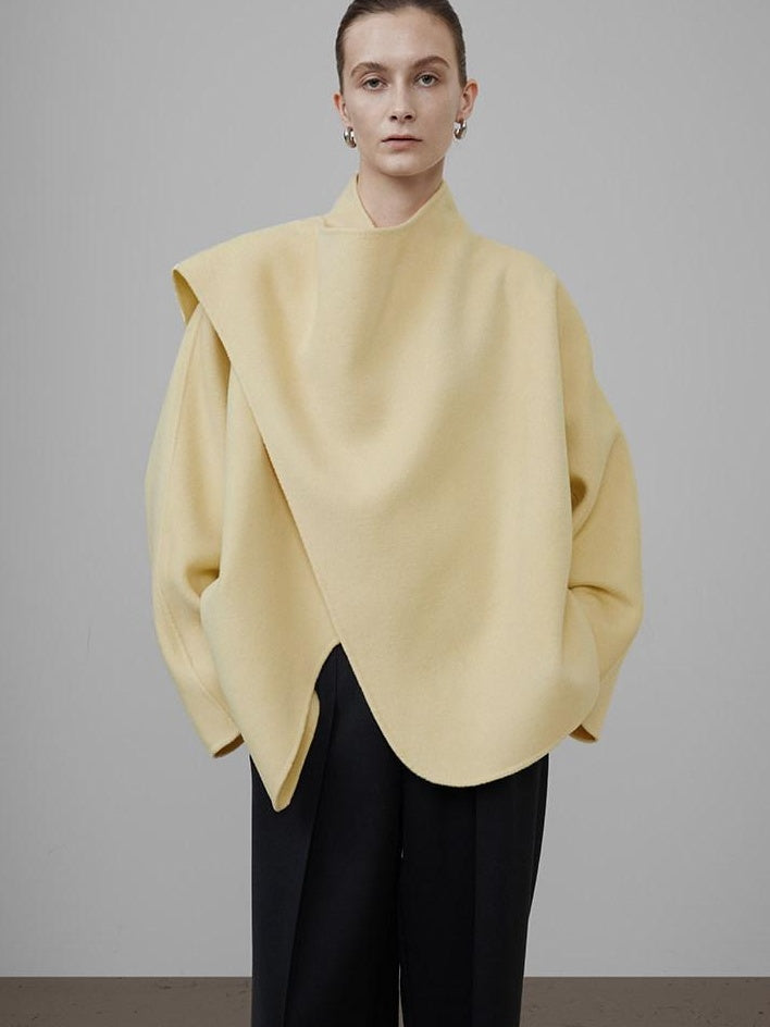 unspoken Minimal Commuter Short Straight Fit Women Cream Yellow S M Wool Coats