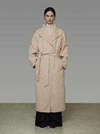 unspoken 100 Percent Wool Longline Thick Structured Relaxed Minimalist Blush Wool Coats