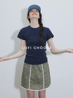 Lofi choose High Waist Floral A Line Relaxed Fit Workwear Women Coffee Green Mini Skirts