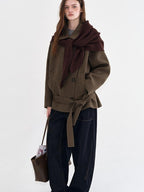 fano Polyblend Single Button Lapel Relaxed Fit Korean Commuter Women Olive Wool Coats