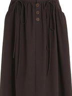 fano Soft 100 Percent Cotton Aline Mid Waist Flowy Korean Plain Brown Maxi Skirts