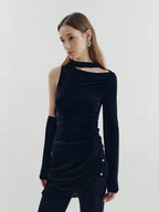 someone sometimes Viscose Cotton Blend Cutout Slim Fit Casual Women Asymmetric Neck Knit Sweaters