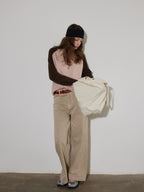 Lofi choose Colorblock Loose Fit Crewneck Pullover Smart Commuter Office Women Knit Sweaters