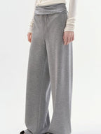 fano Versatile Natural Waist Drawstring Wide Leg Heather Gray Poly Blend Sweatpants