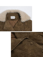 someonesometimes Pure Cotton Casual Loose Short Length Lapel Collar Zipper Women Cropped Jackets