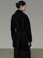 unspoken Warm V-neck Minimal Commuter Loose Midlength Women Everyday Black Long Coats