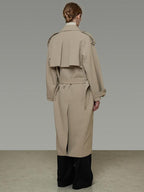 unspoken Online Exclusive Minimalist Loose Fit Midlength Light Khaki Women Trench Coats