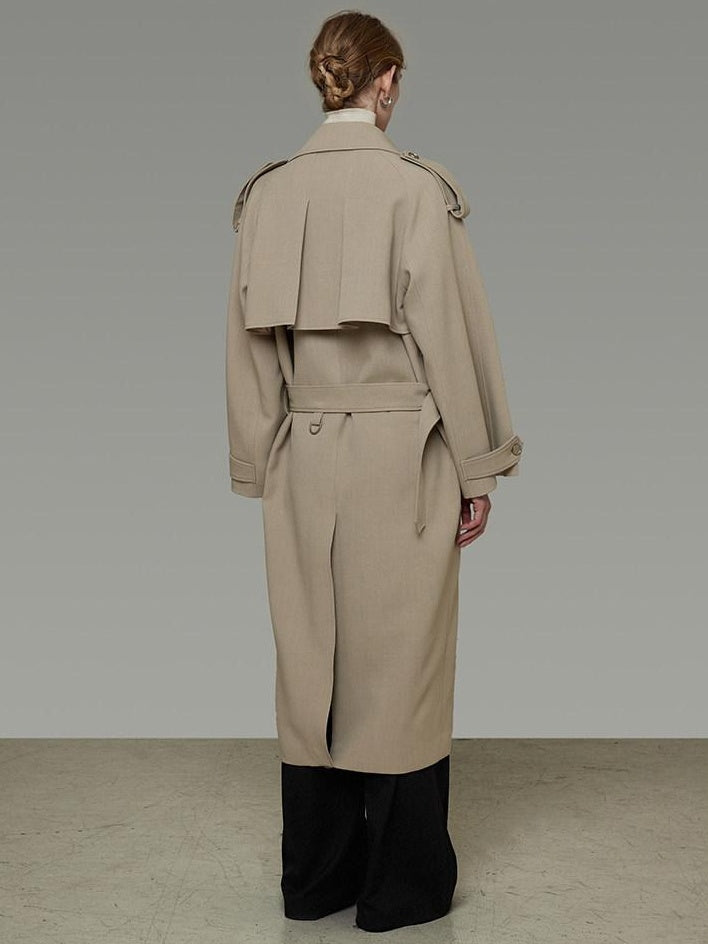 unspoken Online Exclusive Minimalist Loose Fit Midlength Light Khaki Women Trench Coats