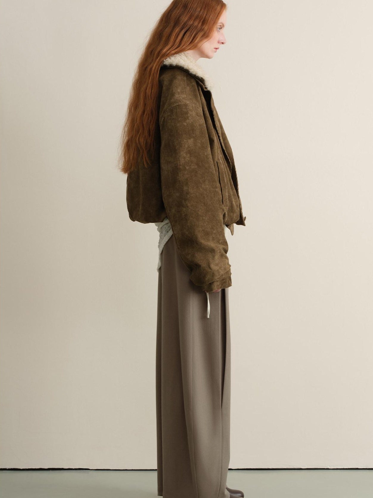 someone sometimes Stretch Pleated Casual Natural Waist Women Olive Green Zip Fly Wide Leg Pants