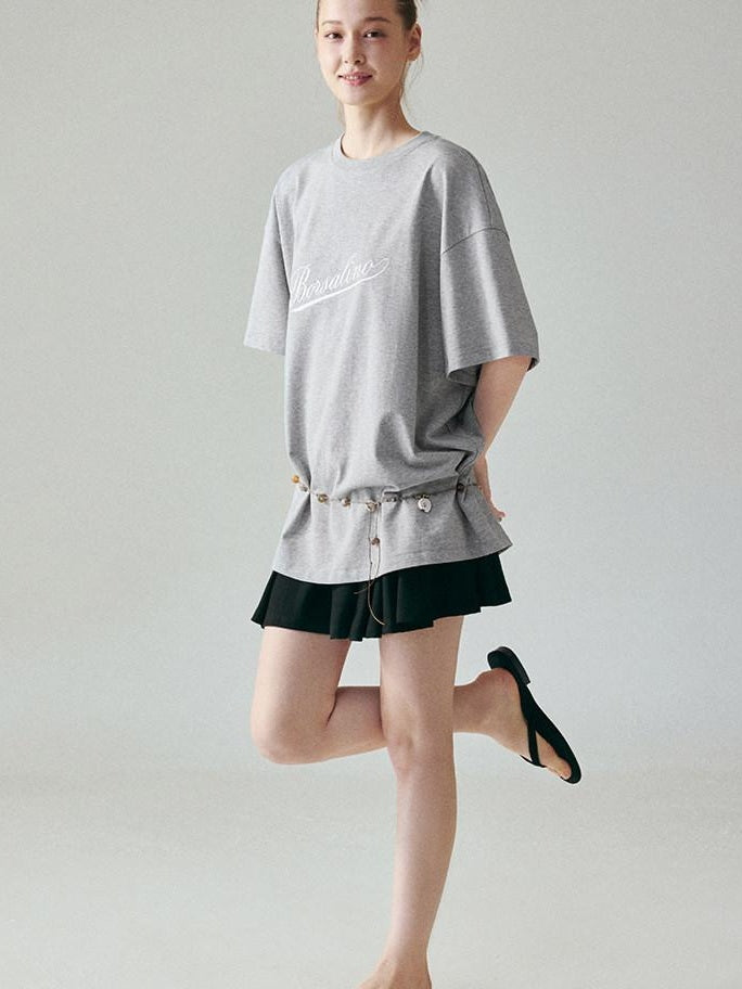 fano 100 Percent Cotton Loose Fit Korean Commuter Gray Crewneck Long Sleeve T-Shirts