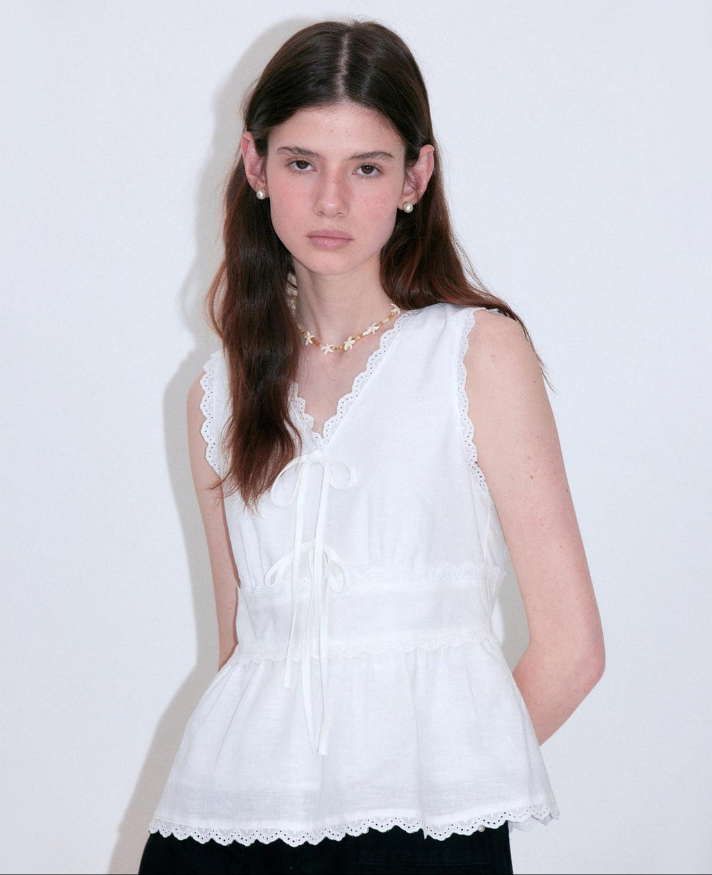 fano Cotton Linen Korean Ruffle Slim Fit Women White Off Shoulder Crop Tops