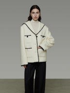 unspoken Lambswool Blend Tailored Loose Minimal Notch Collar Officewear Women Wool Coats