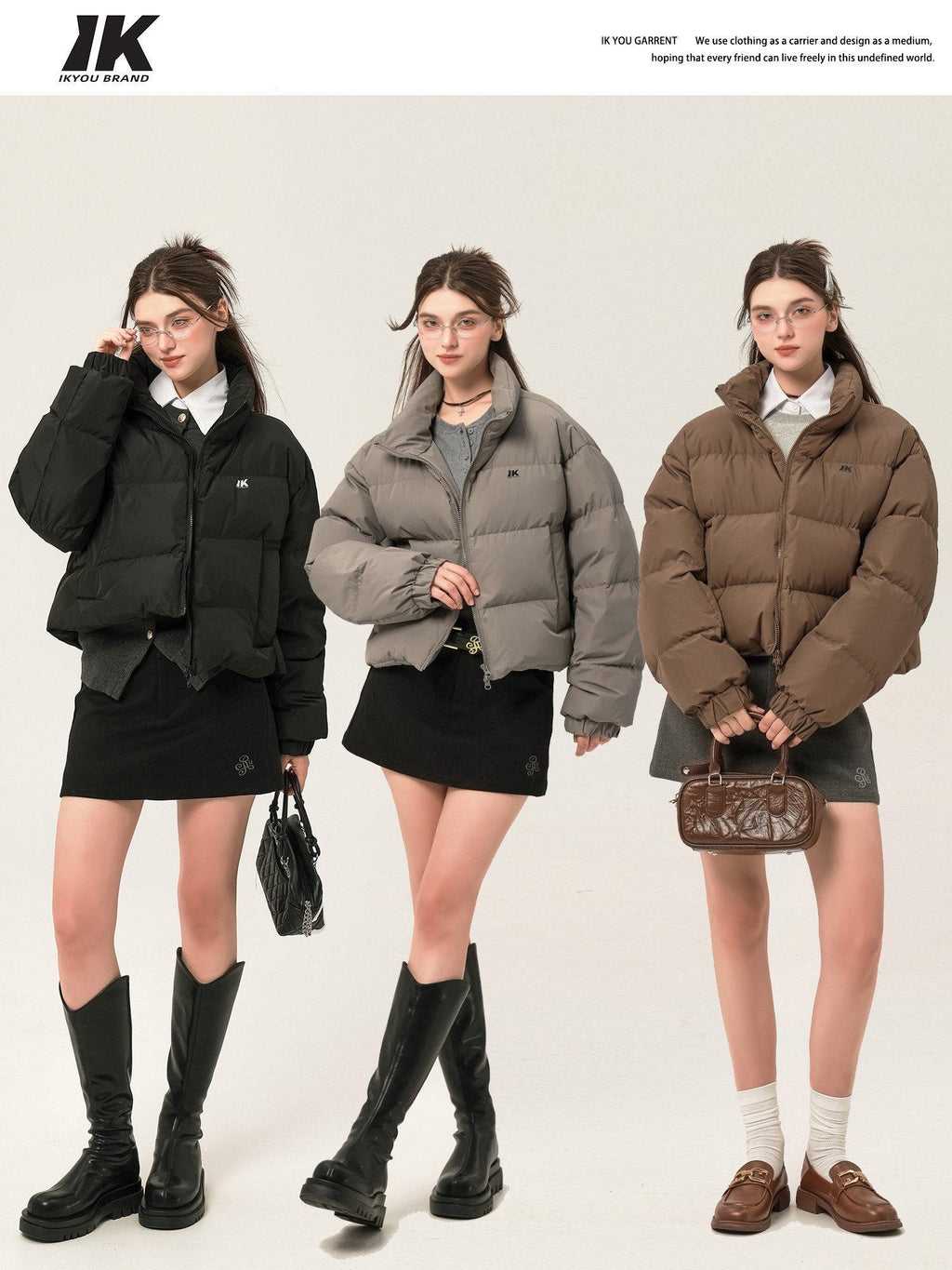 ikyou 90 Percent White Duck Down Memory Fabric Minimalist Straight Short Down Jackets