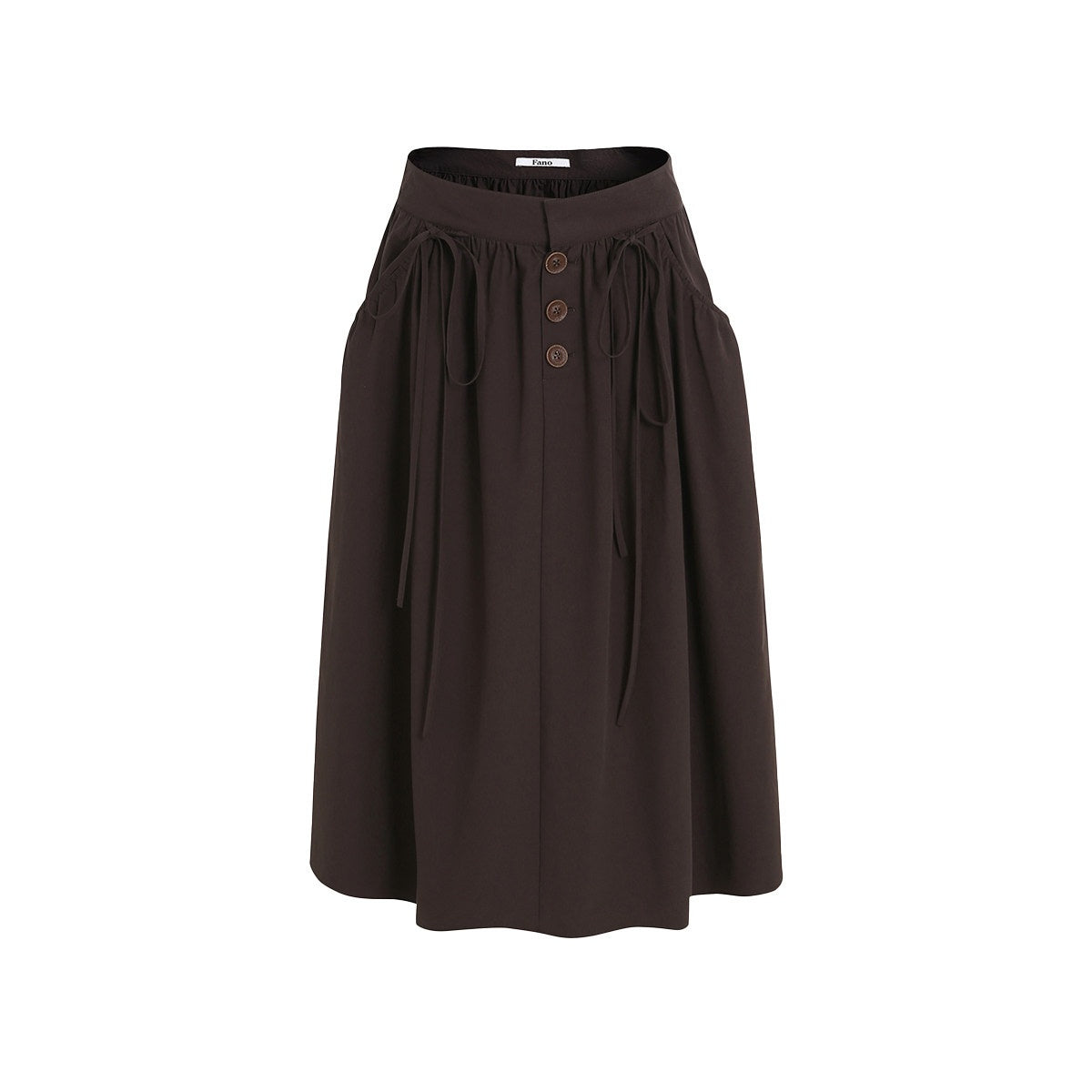 fano_Soft_100_Percent_Cotton_Aline_Mid_Waist_Flowy_Korean_Plain_Brown_Maxi_Skirts_MISSTT