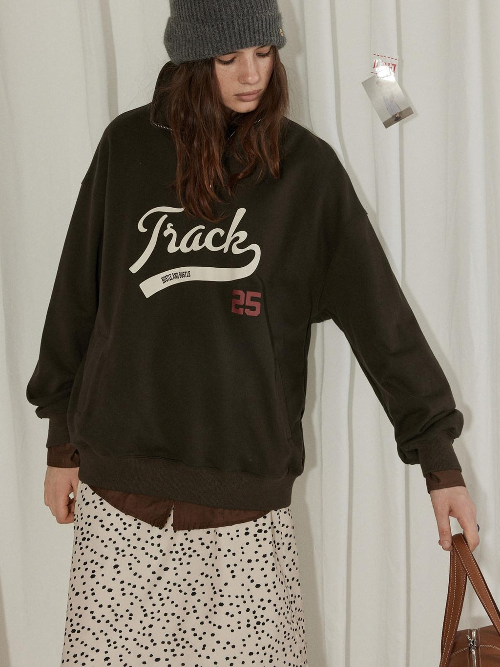 Lofi choose 100 Percent Cotton Loose Fit Henley Neck Workwear Long Sleeve Sweatshirt