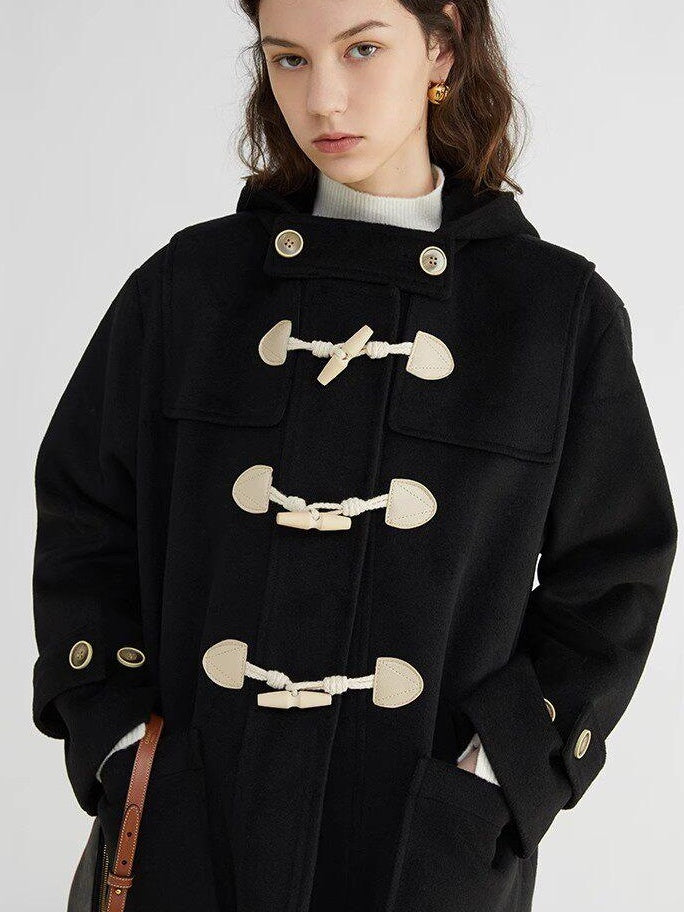 fano Toggle Pocket Minimal Commuter Midlength Women Polyester Blend Long Coats