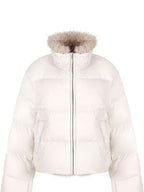fano 90 Percent White Duck Down Warm Short Stand Collar Plaid Women Down Jackets