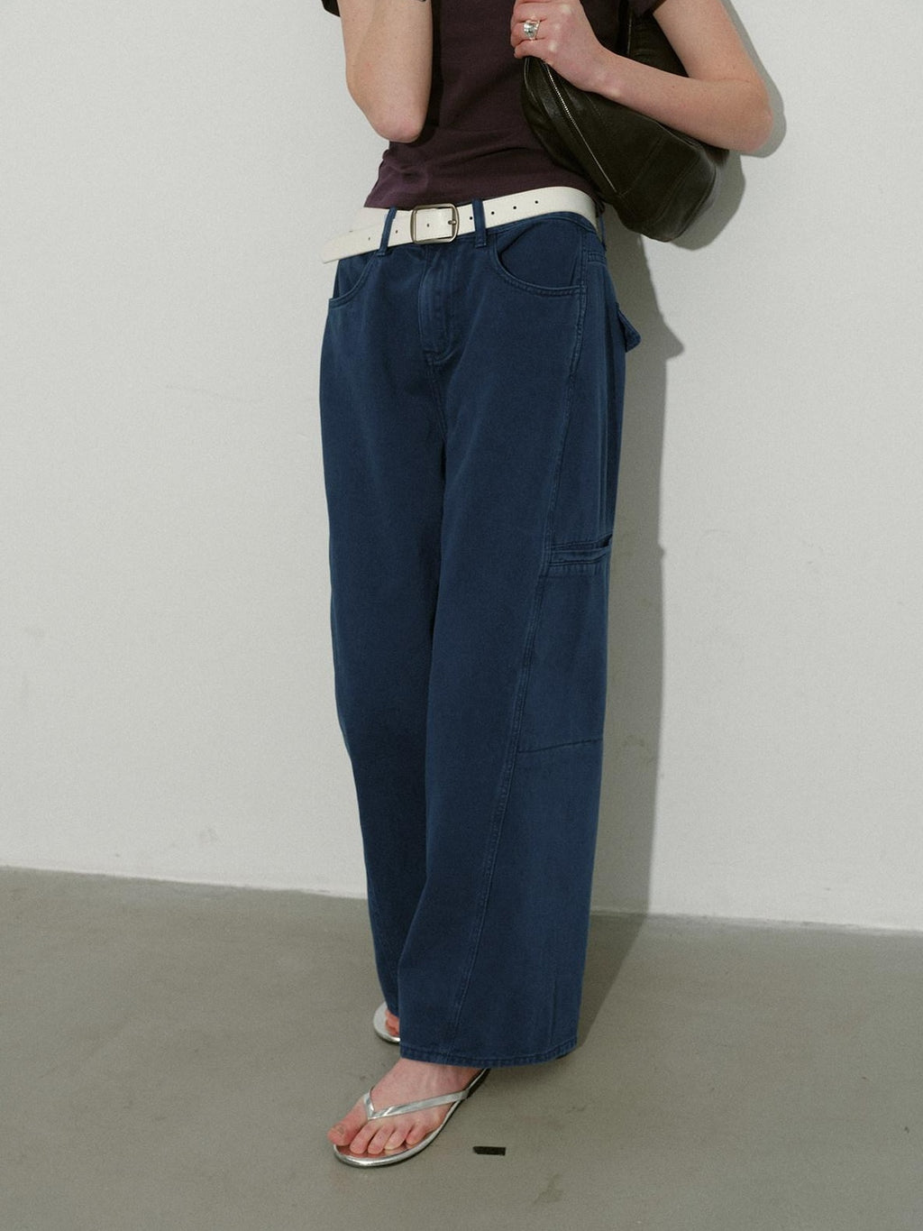 Lofi choose High Waist Washed Cotton Loose Office Women Waterwash Blue Wide Leg Jeans