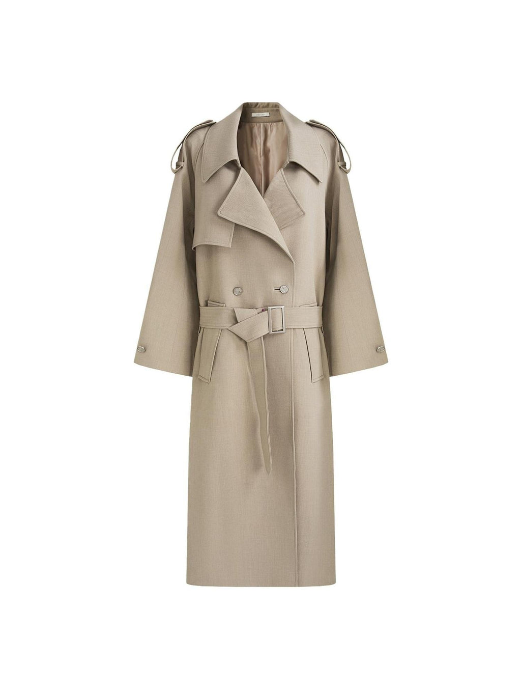 unspoken Online Exclusive Minimalist Loose Fit Midlength Light Khaki Women Trench Coats