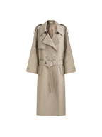 unspoken Online Exclusive Minimalist Loose Fit Midlength Light Khaki Women Trench Coats