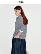 fano Thermal Wool Blend Straight Fit Round Neck Office Classic Heather Gray Cardigans