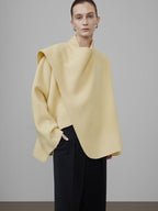 unspoken Minimal Commuter Short Straight Fit Women Cream Yellow S M Wool Coats