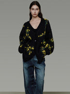 unspoken Warm V-neck Button Closure Loose Fit Commuter Knit For Women Cardigans