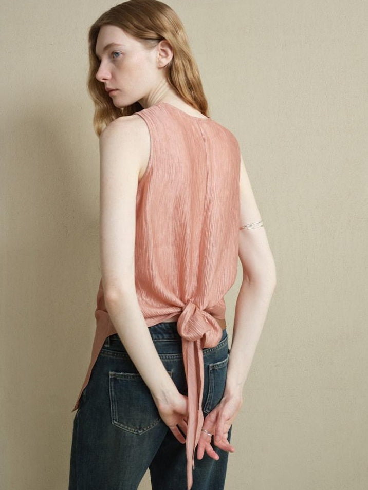 someonesometimes Ribbed Patchwork Zip Front Commuter Strappy Loose Fit Women Tank Tops