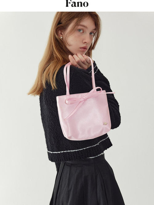 fano Foldable Washable Minimalist Casual Bow Detail Unisex Commuter Boxy Tote Bags