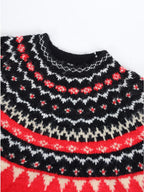 audreyyang Cozy Thick Oversized Geometric Totem Crewneck Women Wool Blend Sweaters