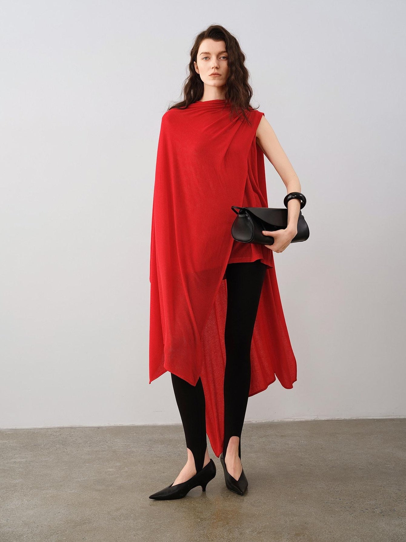 audreyyang Lyocell Wool Blend Loose Sleeveless Pullover Stirrup Leggings Top & Pants Sets