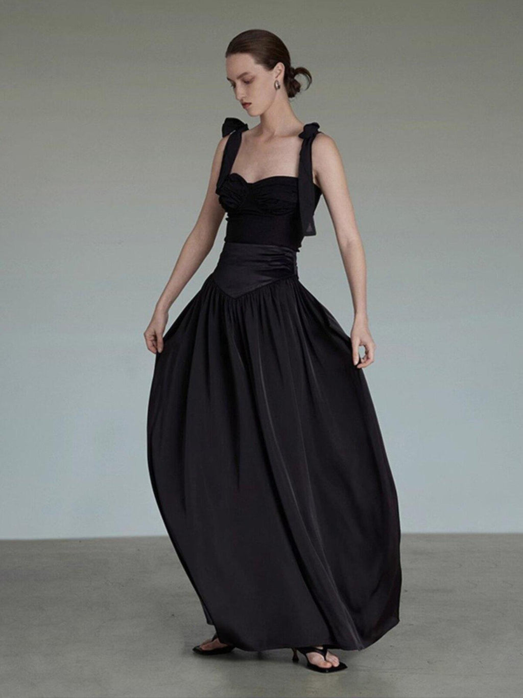 unspoken Sleek Slim Fit Spaghetti Strap Workwear Dress Women Solid Color Maxi Dresses