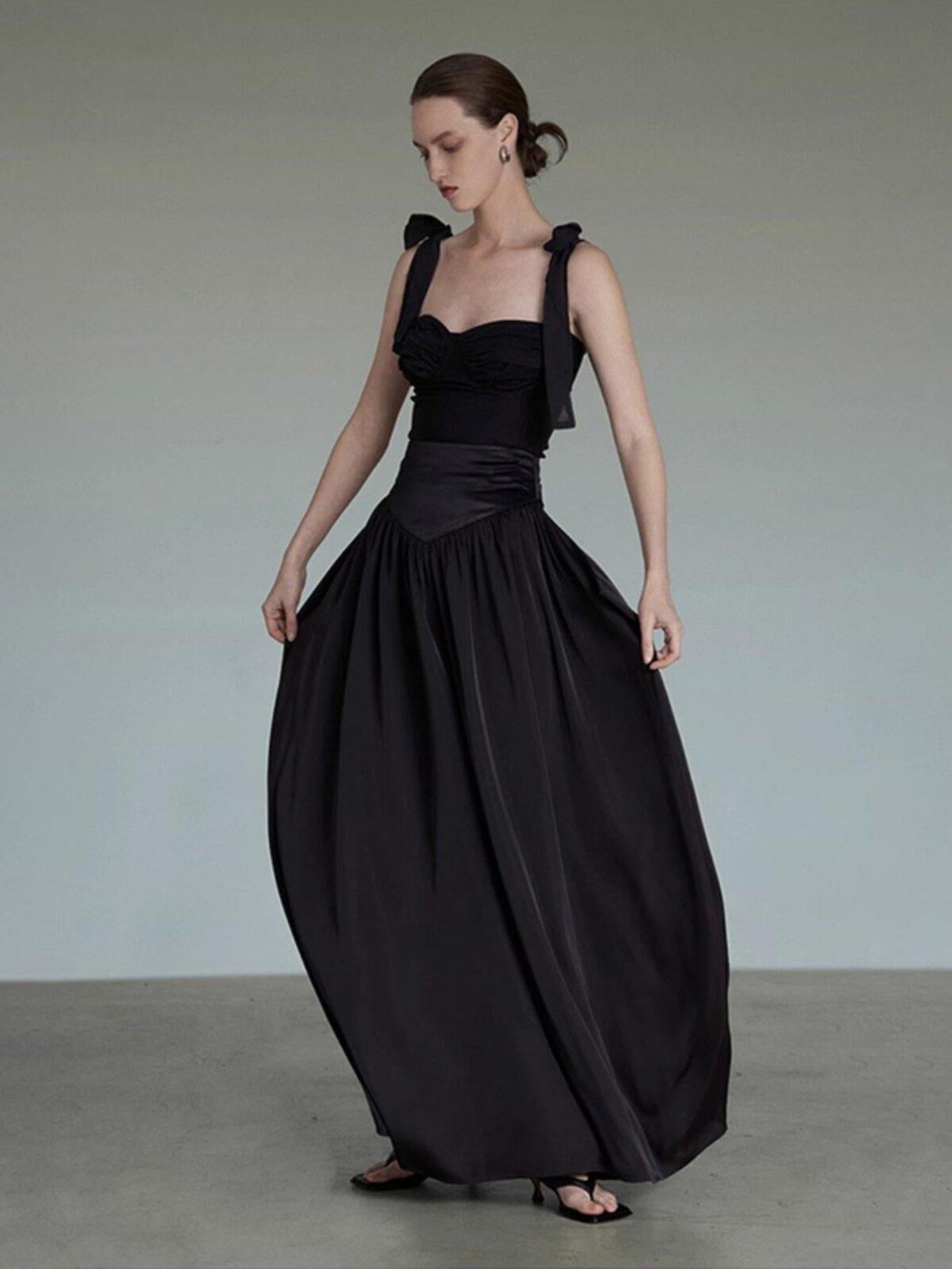 unspoken Sleek Slim Fit Spaghetti Strap Workwear Dress Women Solid Color Maxi Dresses