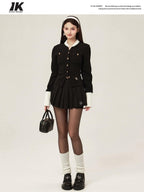 ikyou Warm Cotton Slim Embroidered Pocket Office Long Sleeve Button Solid Blouses